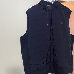 MENS POLO RALPH LAUREN HYBRID HOODIE HOODED VEST SIZE 2XB NAVY BLUE NEW
